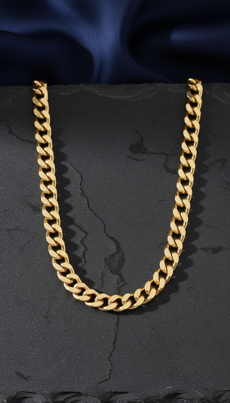 Gold-Plated Cuban Link Chain Necklace in a new setting