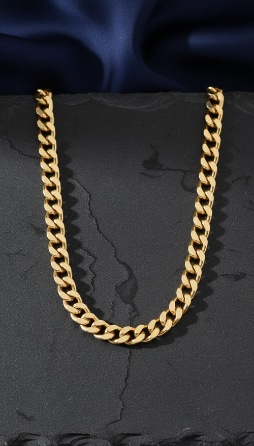 Gold-Plated Cuban Link Chain Necklace in a new setting